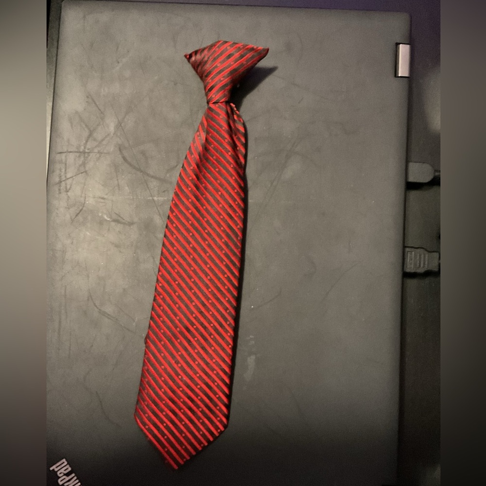 Boys Red Clip On Tie